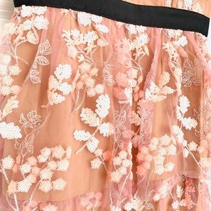 self portrait crew neck floral embellished midi dress